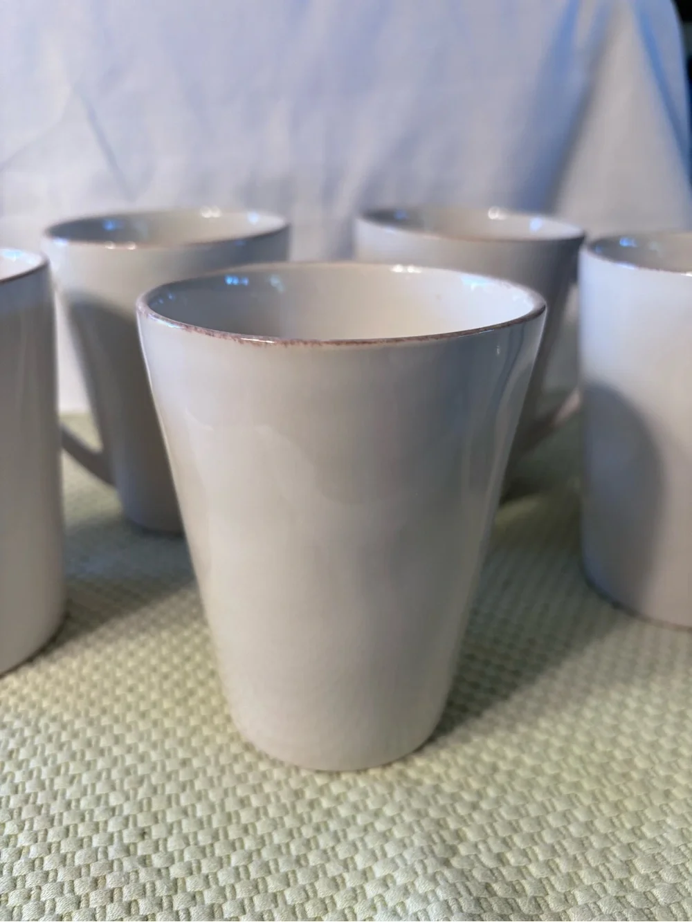 6-Crate&Barrel Marin Dinnerware Cream-White Ceramic Mugs 12oz.